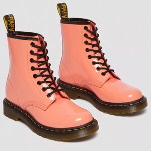 $170 NIB Dr. Martens 1460 Coral Boots Women 9 Patent Leather Lace Up 30713695